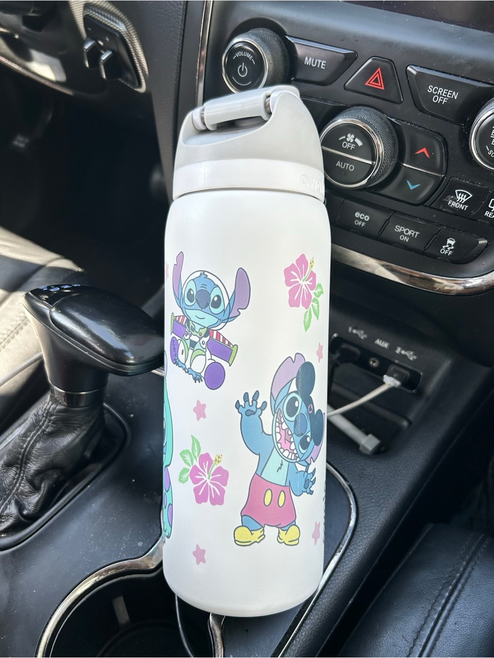 Stainless Kids Water Bottle with Blue Cartoon Character Print - White